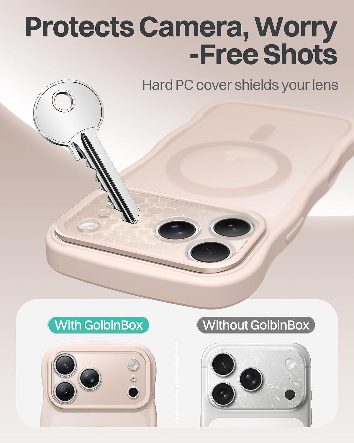 Thumbnail 6 de GolbinBox for iPhone 17 Pro Max Case with Stash Stand, MagSafe Compatible, Full Camera Protection (6.9 in), Rose Gold