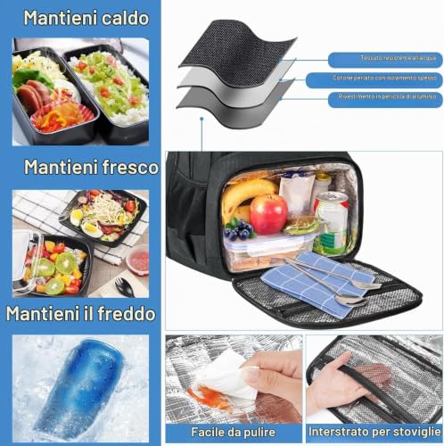 Detalle 2 de MATEIN Zaino porta PC termico da 18 pollici, multitasche e idrorepellente
