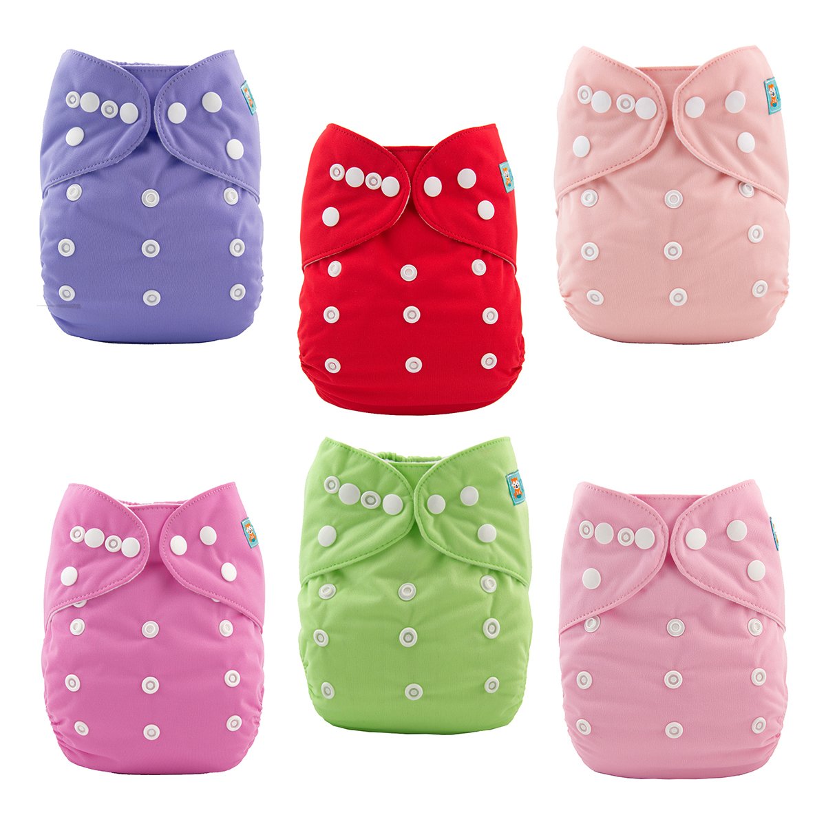 Detalle de ALVABABY Adjustable Cloth Diapers, 6-Pack with 12 Inserts
