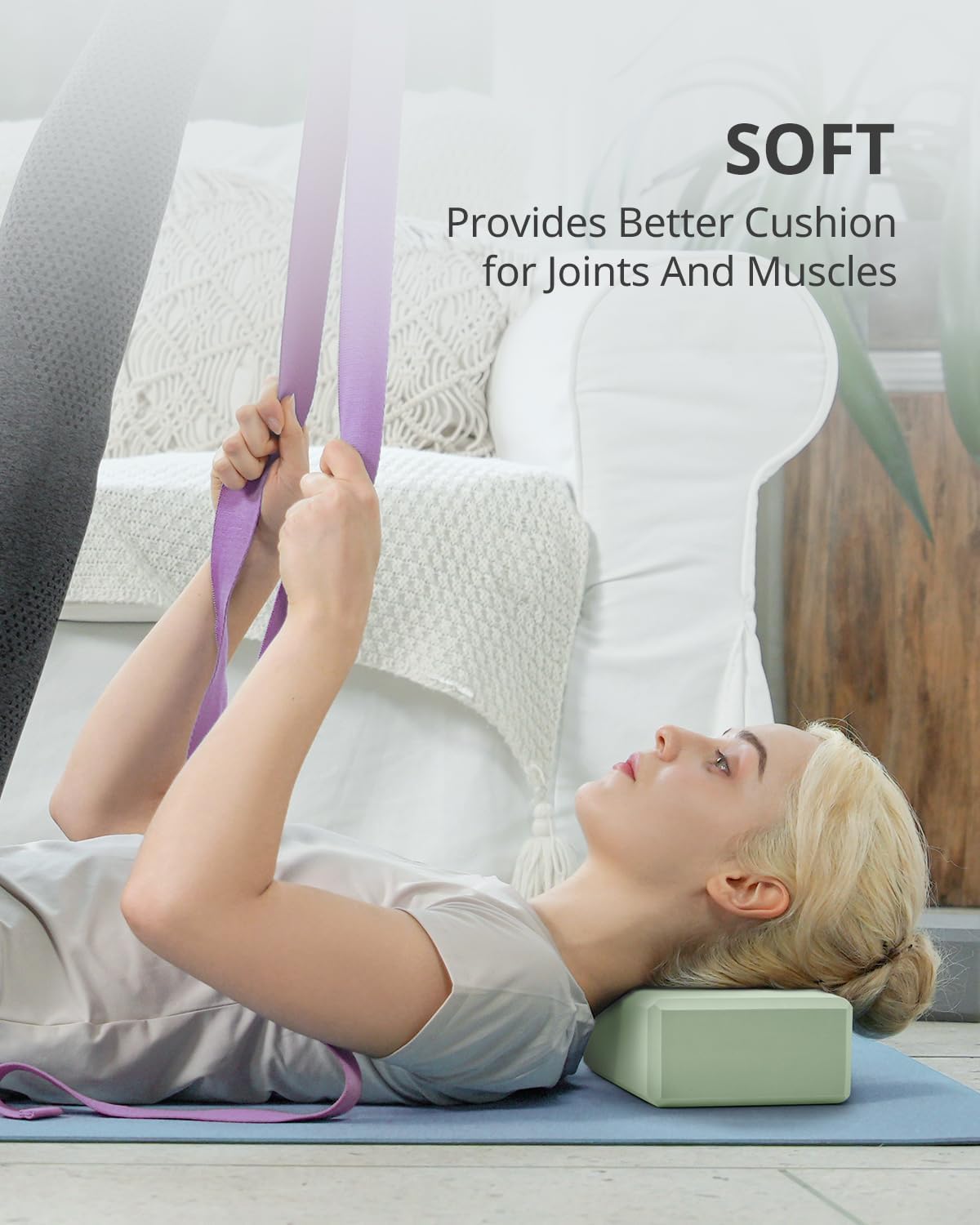 Detalle 2 de Trideer Yoga Blocks 2 Pack: Soft Foam Support for Alignment, Flexibility, and Confidence