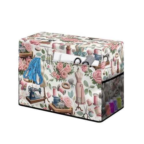 Detalle de Drnuikhe Sewing Machine Cover with Storage Pockets – Dust & Pet Hair Protection for Standard Machines