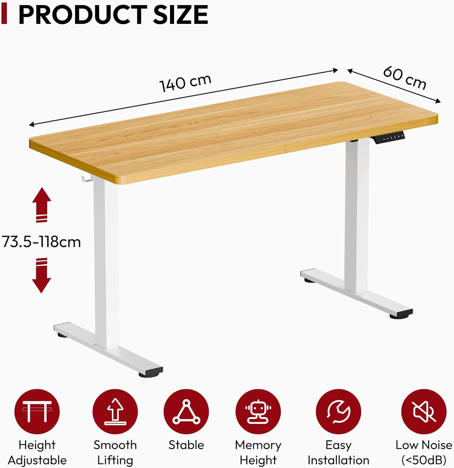 Thumbnail 2 de SANODESK Bureau assis-debout électrique réglable 140x60 cm avec mémoires et système anti-collision