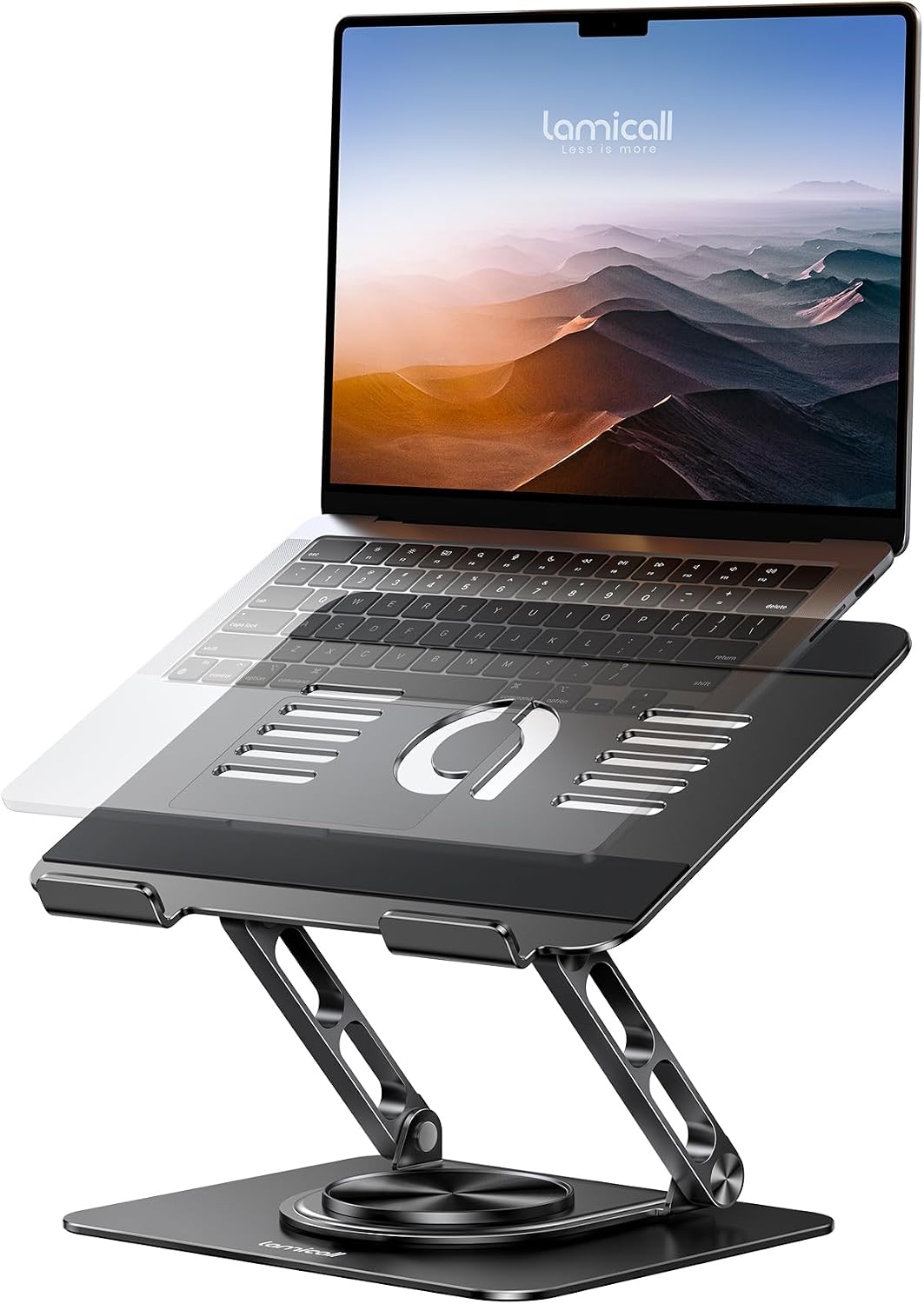 Detalle de Lamicall Laptop Ständer – Verstellbarer 360° Laptopständer aus Aluminium, faltbar, kompatibel mit 10–17,3