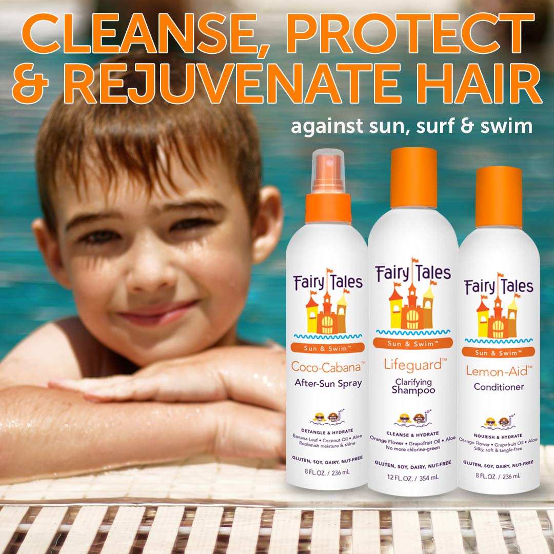 Detalle de Fairy Tales Sun & Swim Shampoo & Conditioner Duo for Kids (32oz Each) — Chlorine Removal & Hydration, Citrus Scent