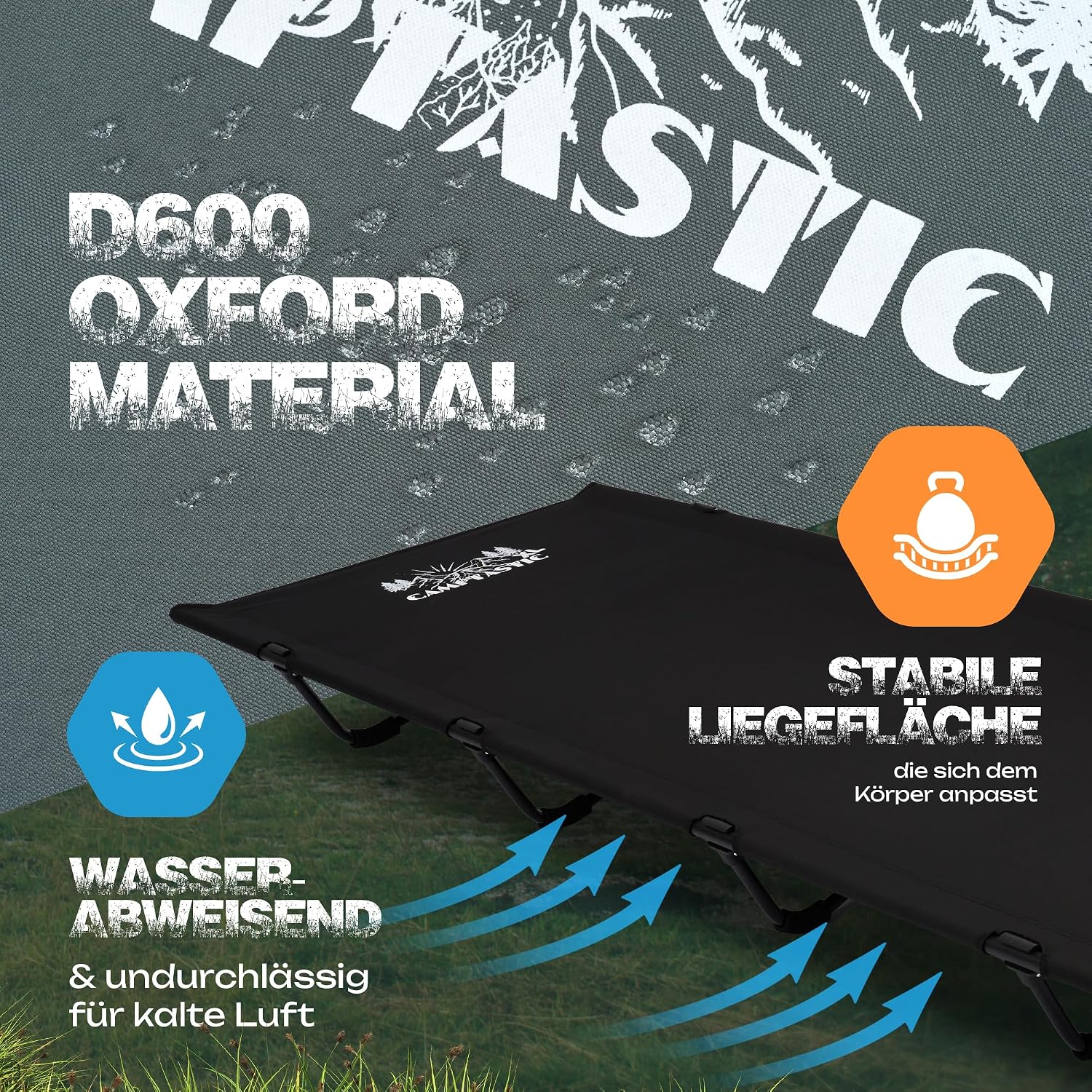 Detalle 2 de Camptastic Feldbett XXL Ultraleicht – 2,7 kg, schneller Aufbau