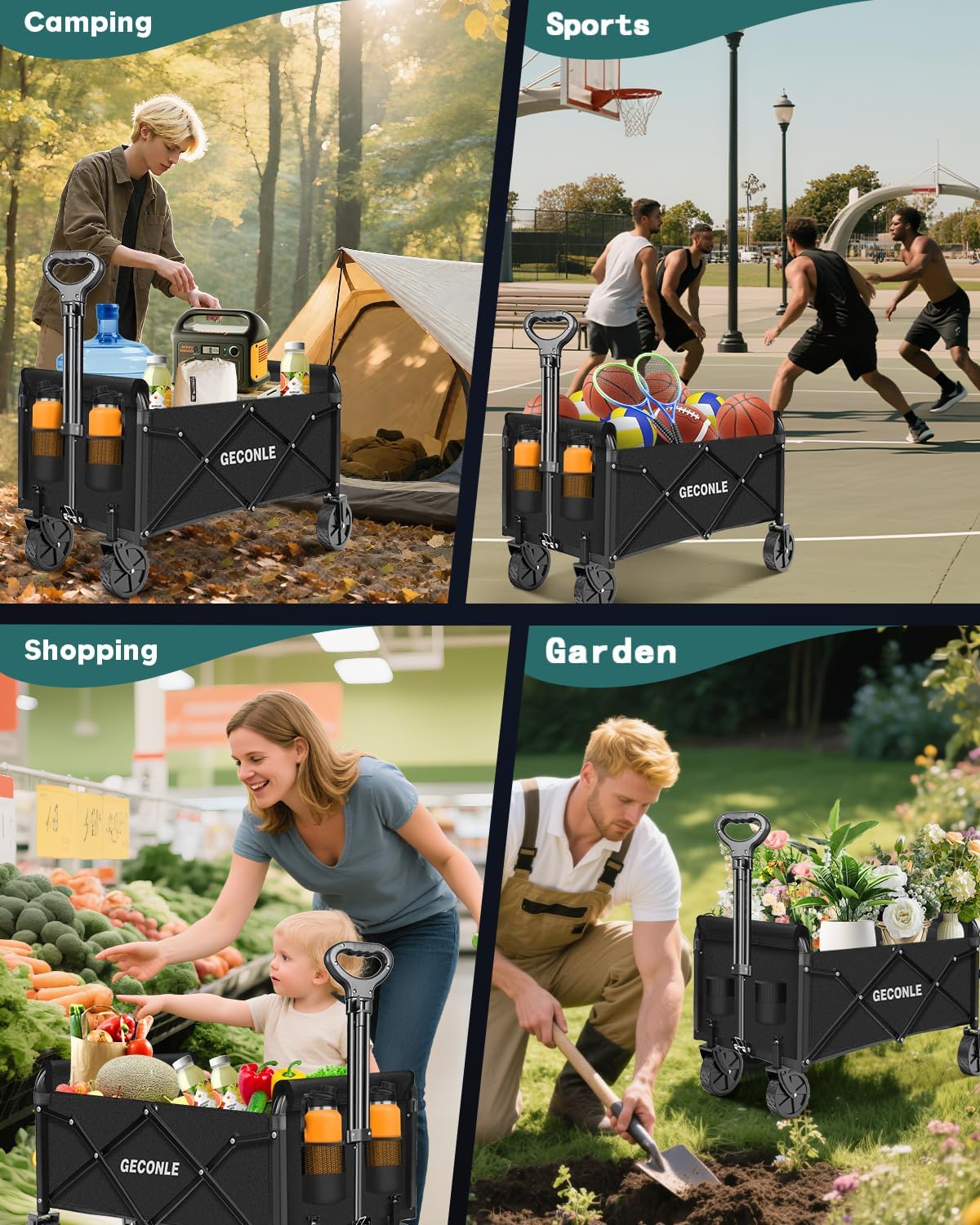 Thumbnail 6 de Carrello Pieghevole su Ruote GECONLE 100L/100KG: Portata, Comfort e Design per Picnic, Shopping e Campeggio