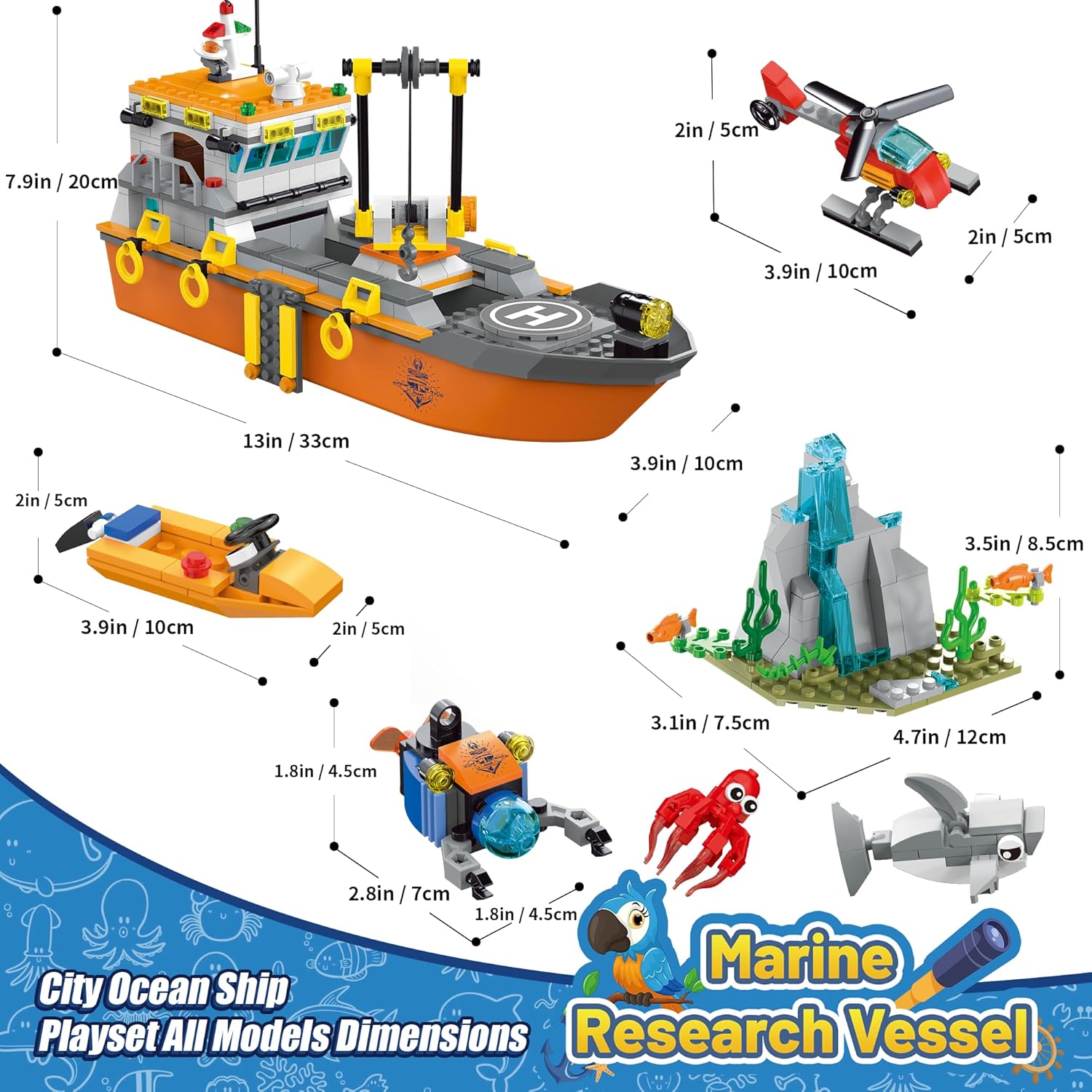 Thumbnail 5 de AKWME City Ocean Explorer - Bateau de Construction LED et Accessoires d’Exploration (6–12 ans)