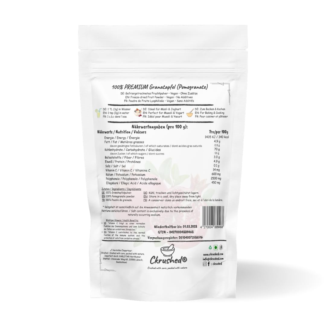 Thumbnail 1 de Ckrushed Granatapfel Pulver 100g – Gefriergetrocknetes Granatapfelpulver, vegan, ohne Zusätze