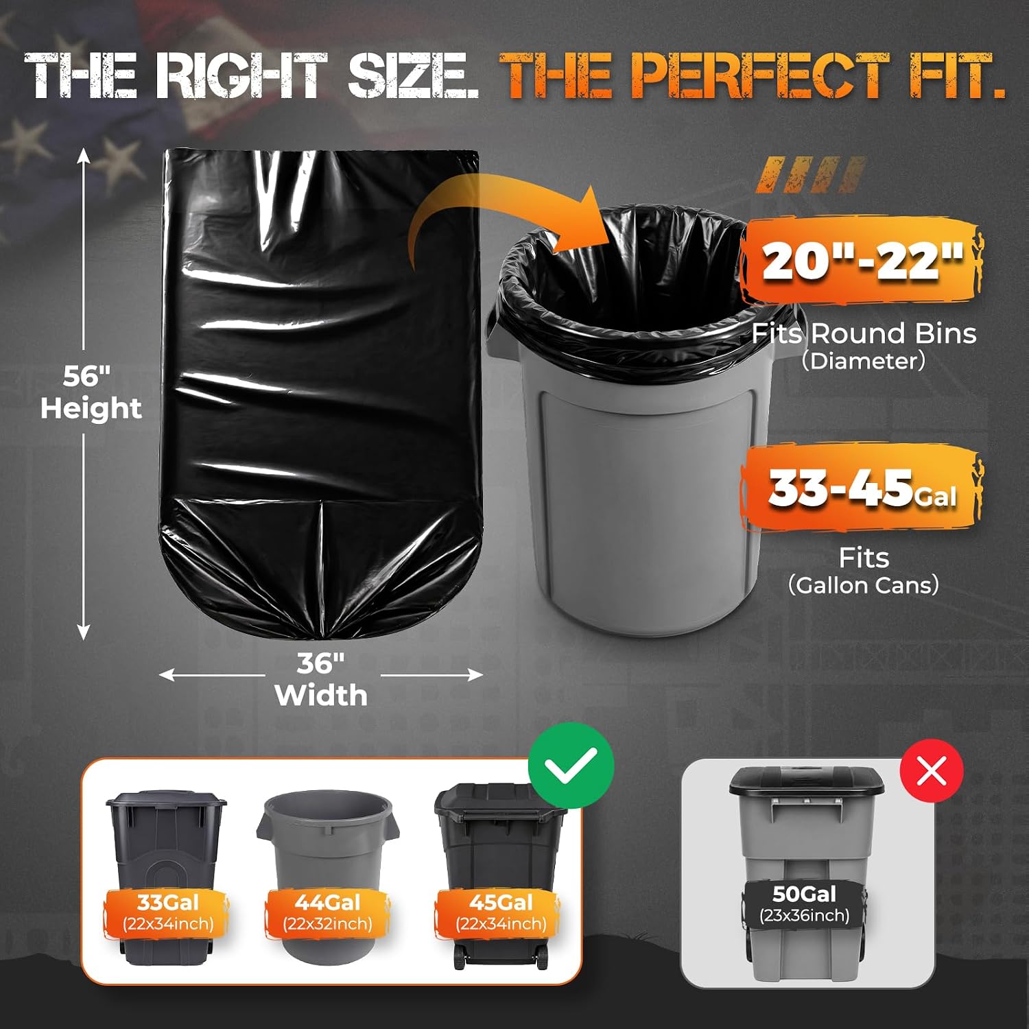 Thumbnail 6 de Delxo 55–60 Gallon Contractor Garbage Bags, 2 Mil, 36 x 56 Inches, 40 Count