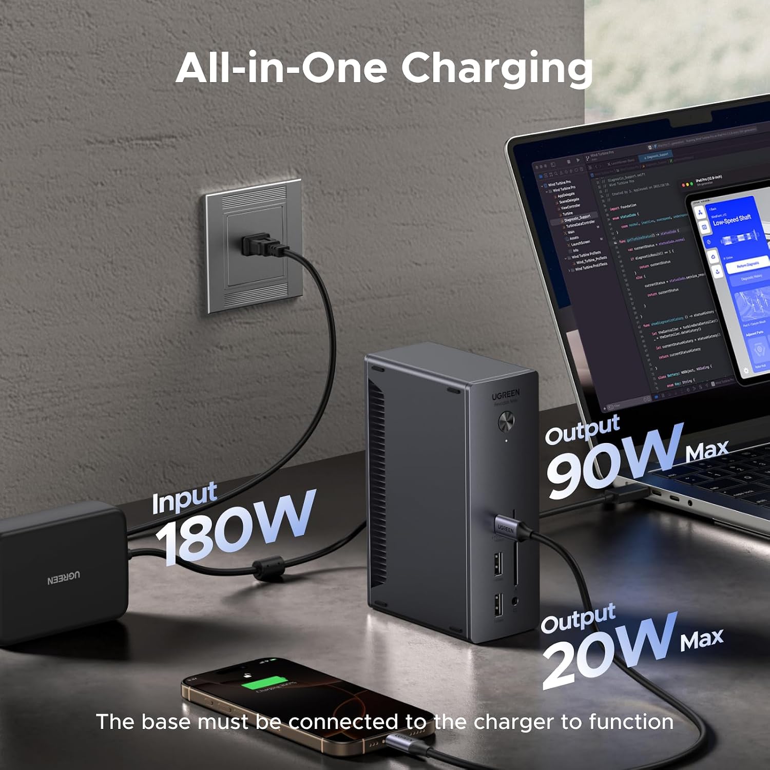 Detalle de UGREEN 13-in-1 Thunderbolt 4 Dock (40Gbps) with 90W Charging for Laptops