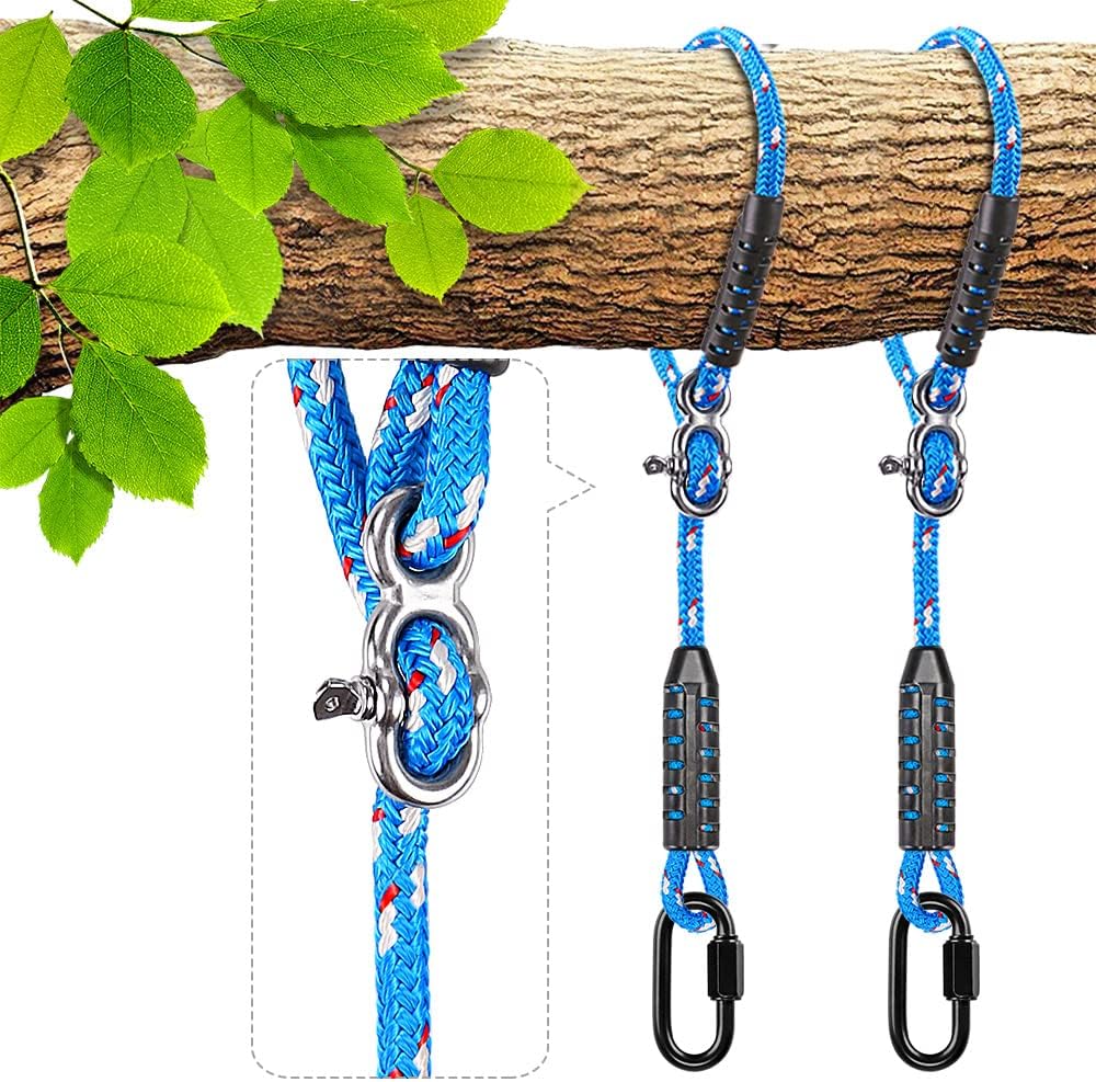 BeneLabel 2er Schaukel Befestigung Baum – 150 cm, Hängematte & Balkenbefestigung, 454 kg Tragkraft, Blau