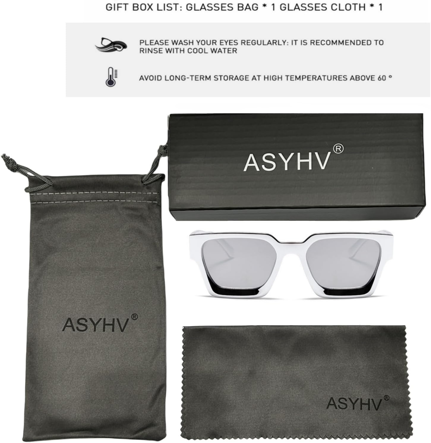 Thumbnail 6 de ASYHV Vintage rechteckige Sonnenbrille mit UV400-Schutz – Retro-Style für Outdoor, Autofahren und Reisen