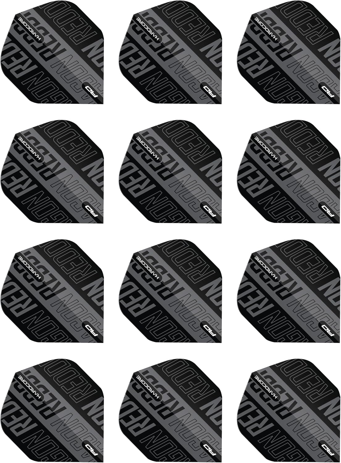 Detalle 2 de RED DRAGON Hardcore XT Dart Flights – 4 Sets (12 Flights) Grü,n/Schwarz, Standardform, 100 Mikron, Dual Flow Technologie