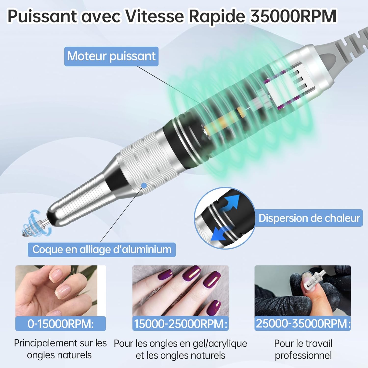 Thumbnail 3 de Delanie Ponceuse à Ongles Professionnelle – 35 000 tours/min, sans fil, LCD intelligent