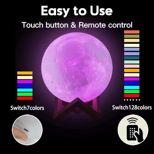 Detalle 2 de ACED Moon Lamp Upgrade 128 Colors (15cm) – 3D Moon Night Light