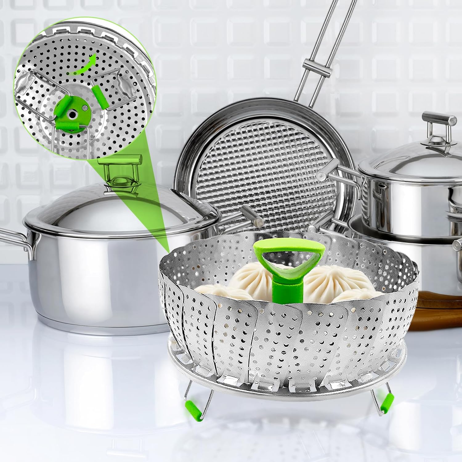 Thumbnail 3 de Mritrit Stainless Steel Steamer Insert, Expandable 7–11 Inch Basket