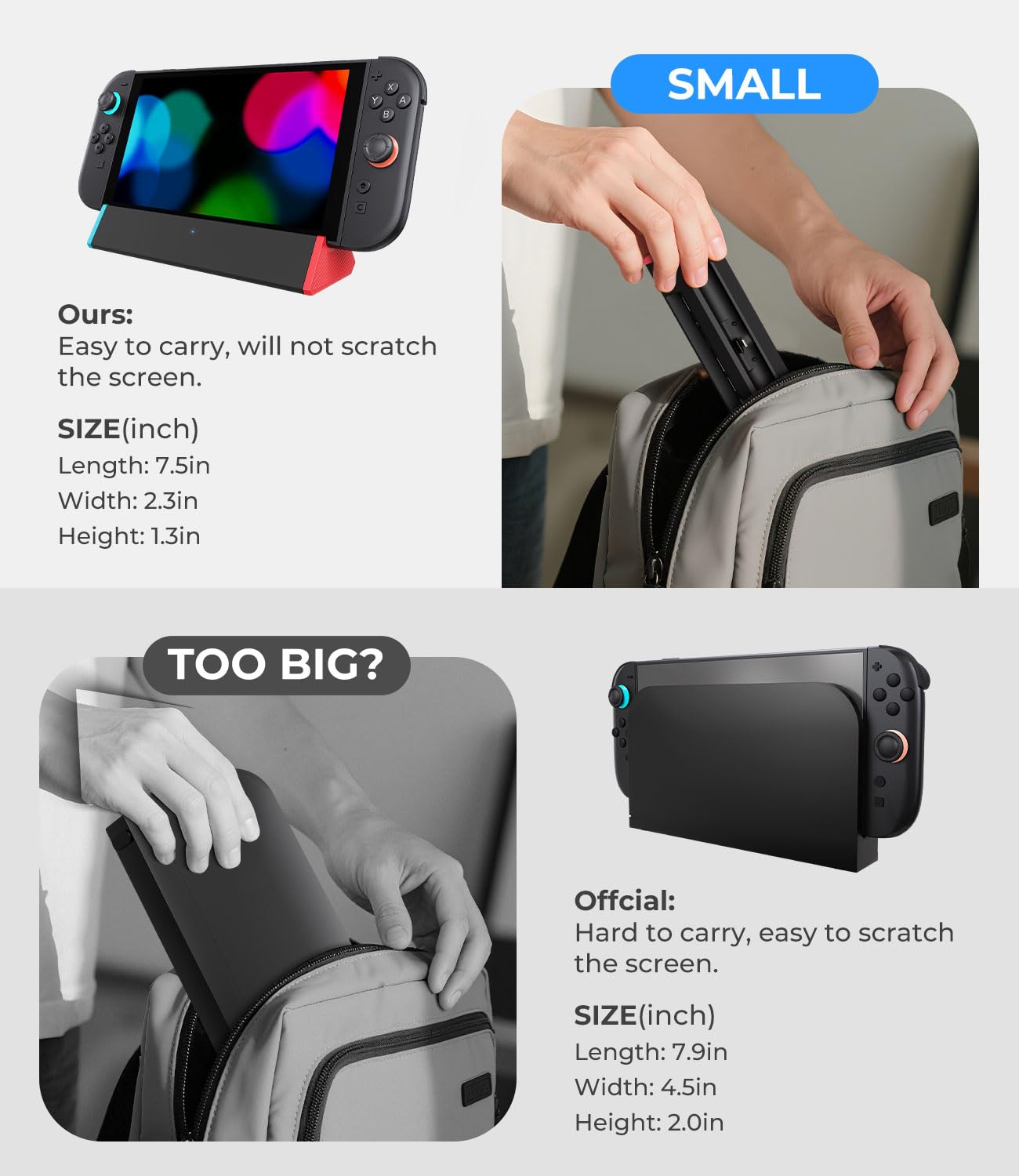 Detalle de SIWIQU for Nintendo Switch 2 Dock Station — Portable TV/Tabletop Dock with HDMI (Switch 2 Only)