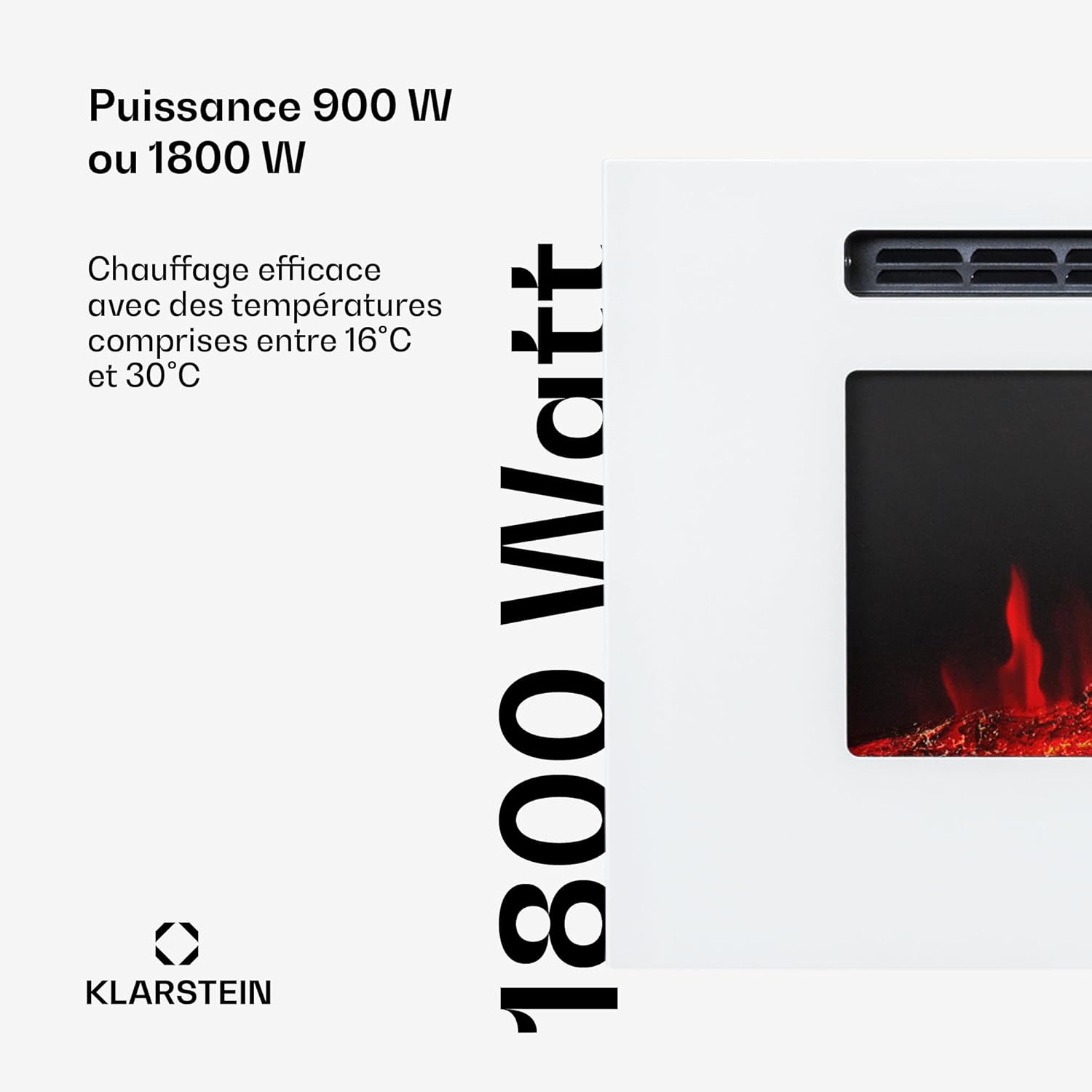 Thumbnail 1 de Klarstein Cheminée électrique encastrable 1800 W