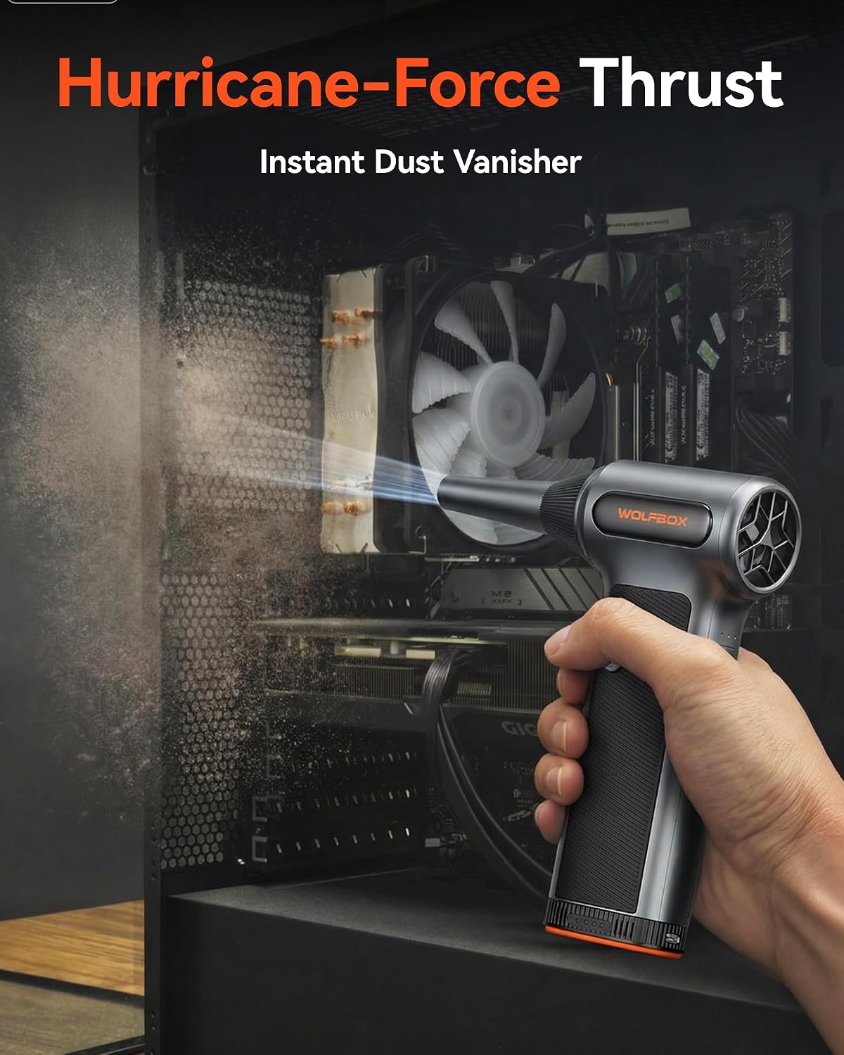 Detalle 2 de WOLFBOX MF200-2PK Electric Air Duster with Dual Batteries, Case and 4 Nozzles