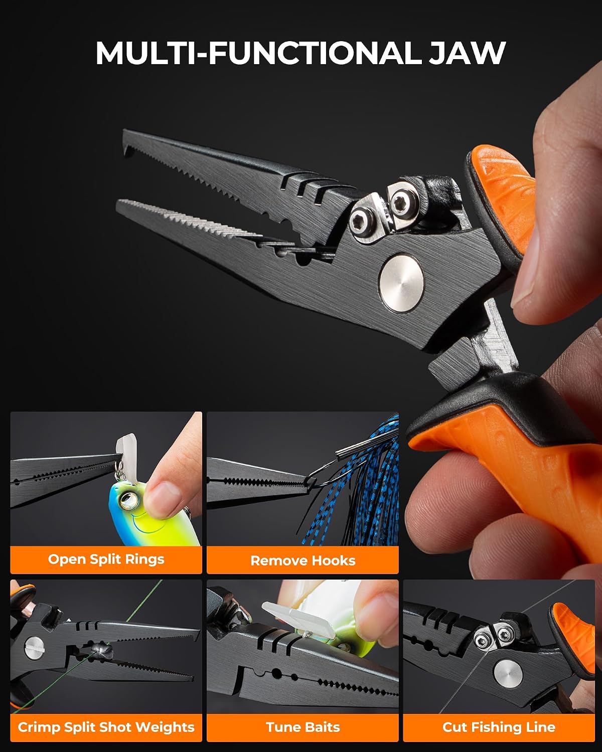 Detalle de KastKing SteelStream Fishing Tool Set with Pliers, Fillet Knife, Scissors & Lip Gripper