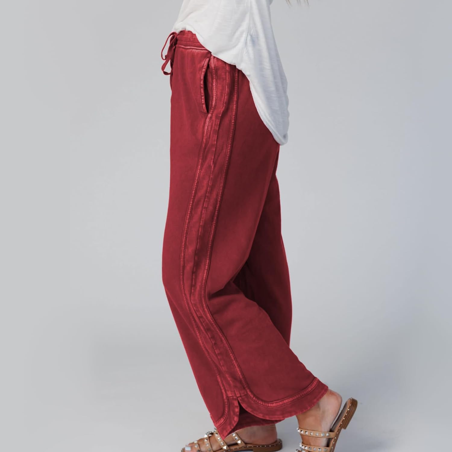 Thumbnail 6 de Hixiaohe Women's Casual Wide Leg Sweatpants — High Waist, Drawstring, Pockets