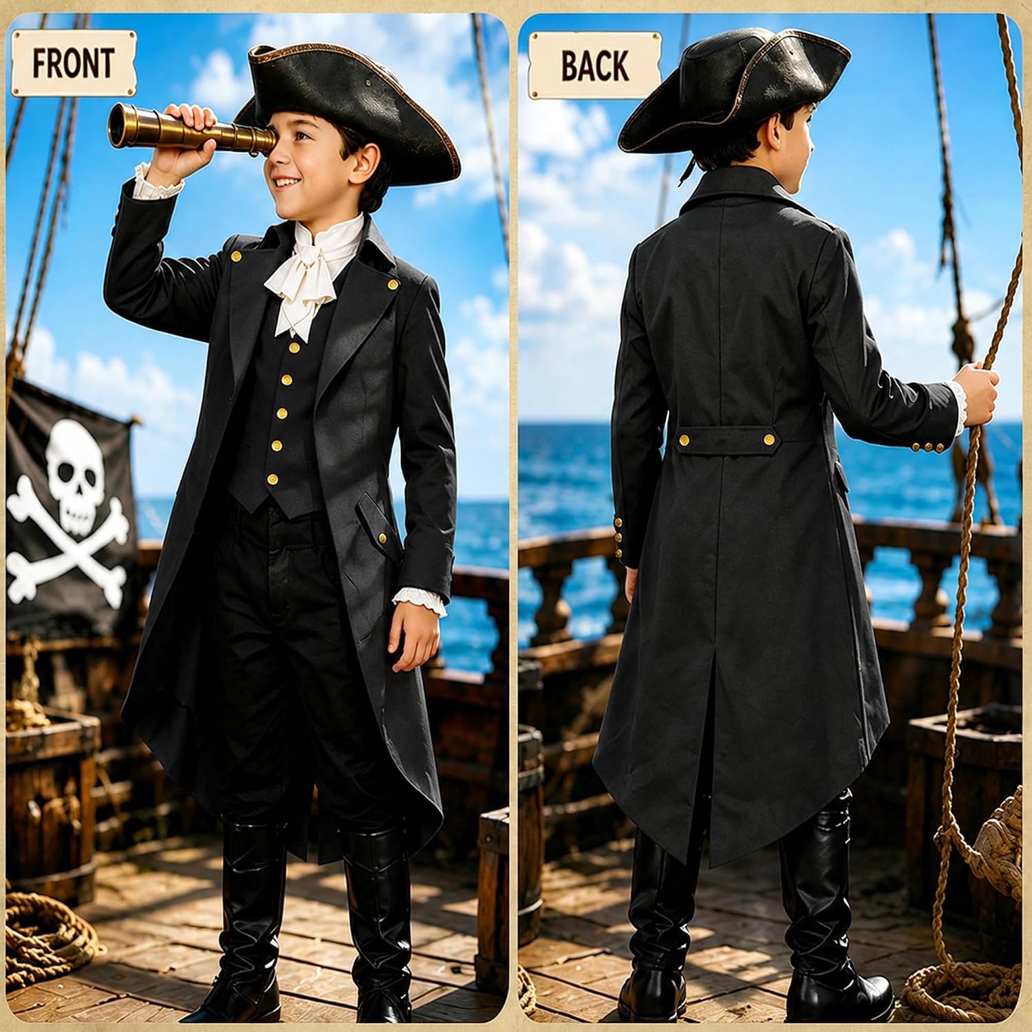 Detalle de SIAEAMRG Boys' Gothic Tailcoat Jacket