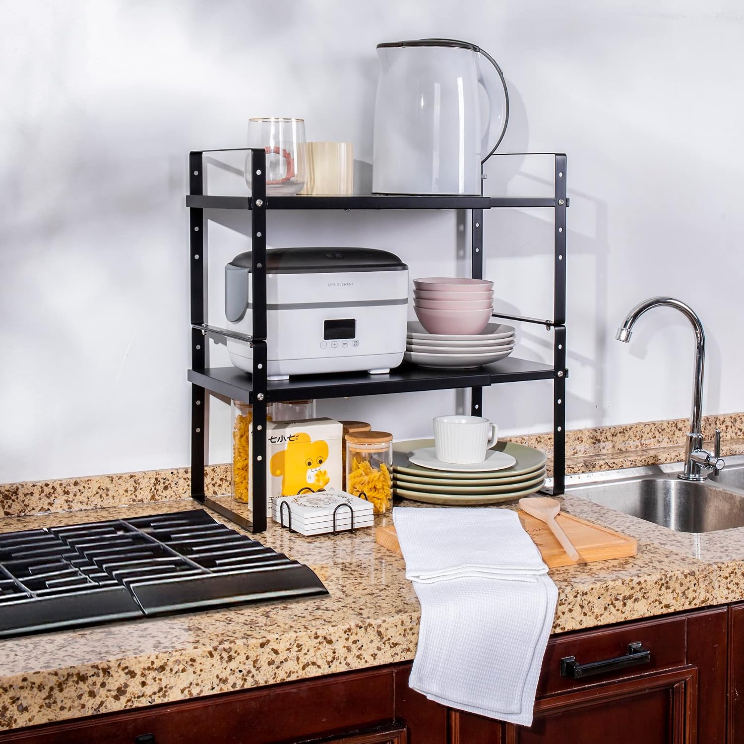 Thumbnail 6 de Across-Star Expandable Cabinet Shelf Organizer Rack: Adjustable, Stackable Kitchen Storage Solution