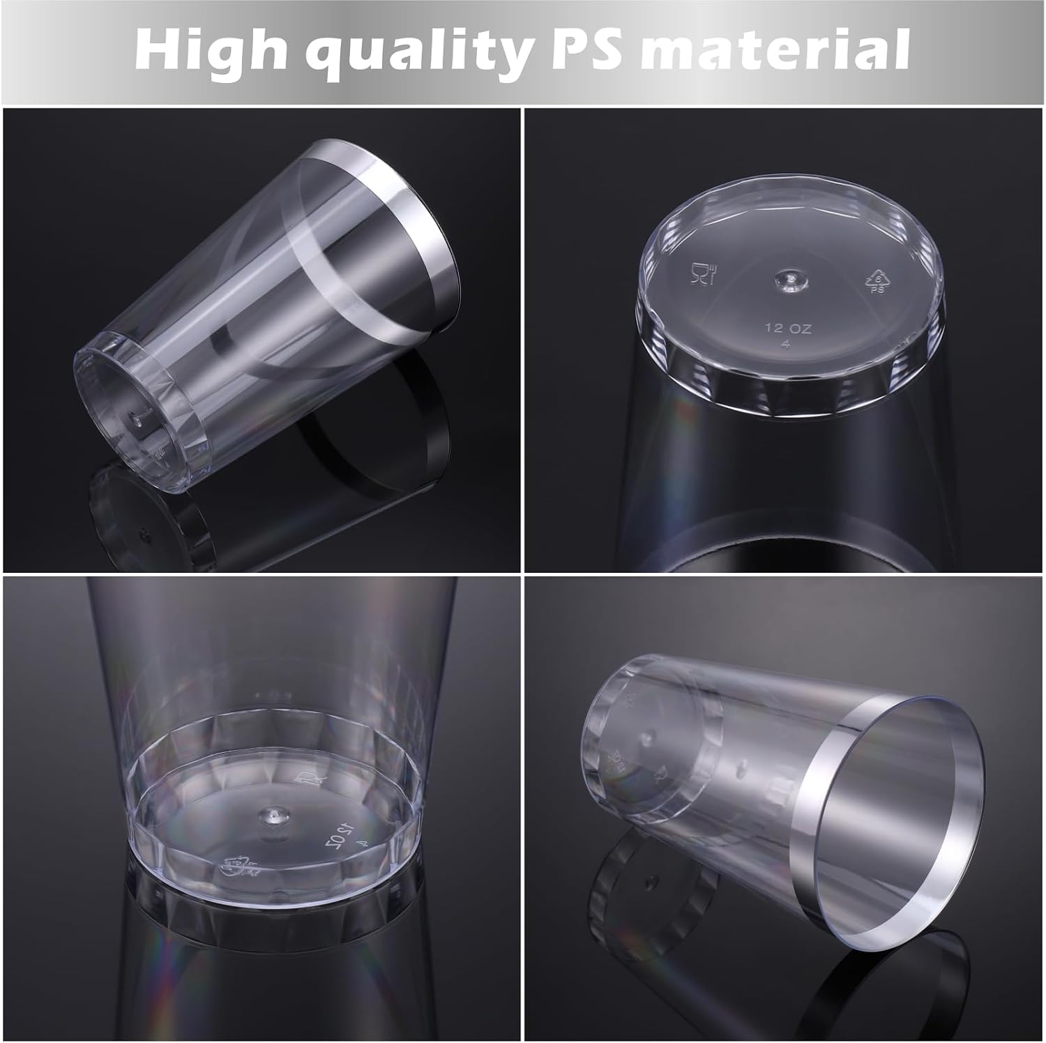 Detalle de Hejo ysb-360 plastglas med silverkant, 360 ml, 60-pack