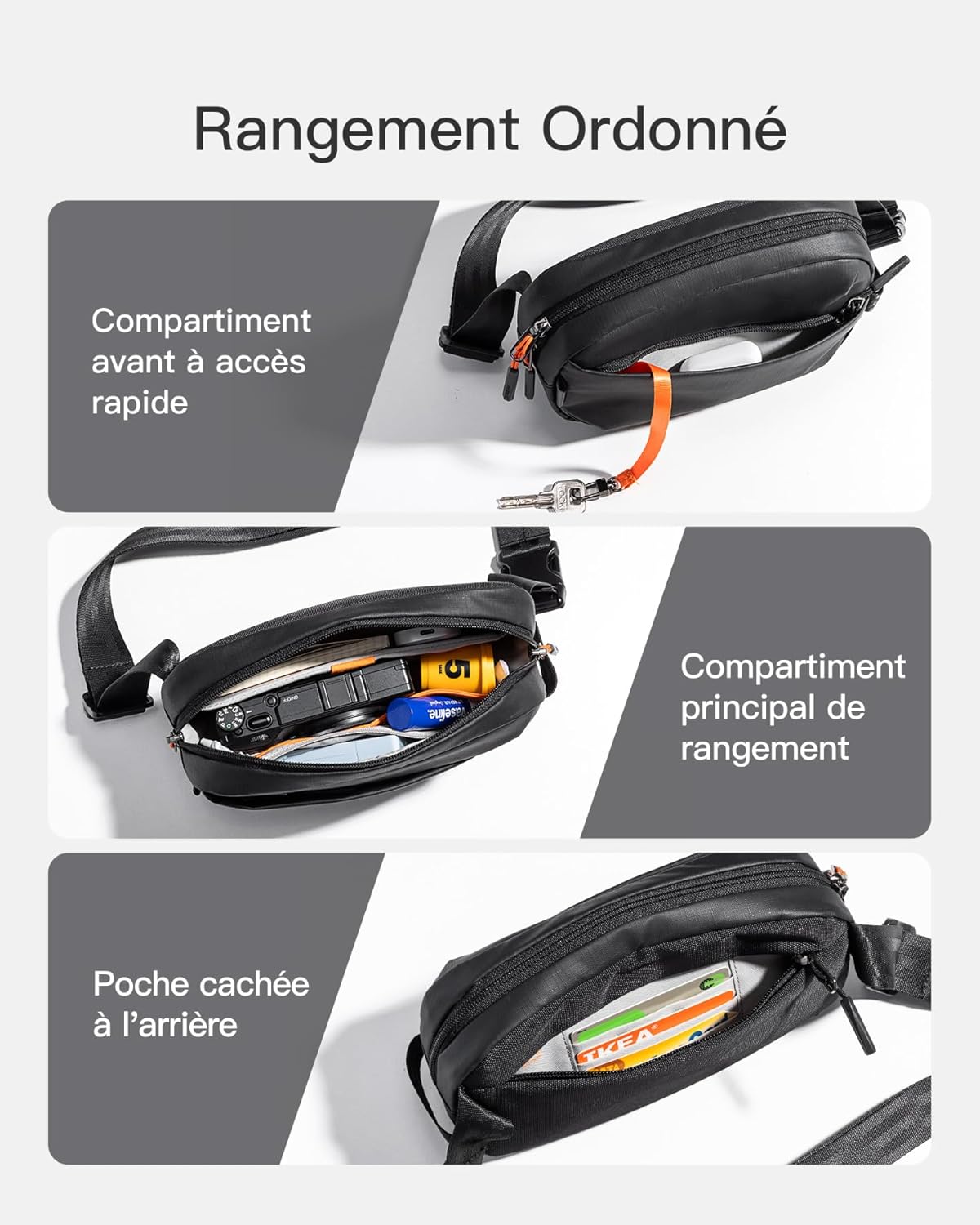 Detalle de Inateck Sac Banane Ville avec Poche RFID – polyvalent et léger pour homme et femme