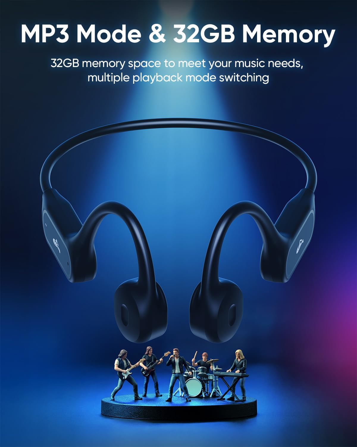 Detalle 1 de Bone Conduction Swimming Headphones with 32GB Storage