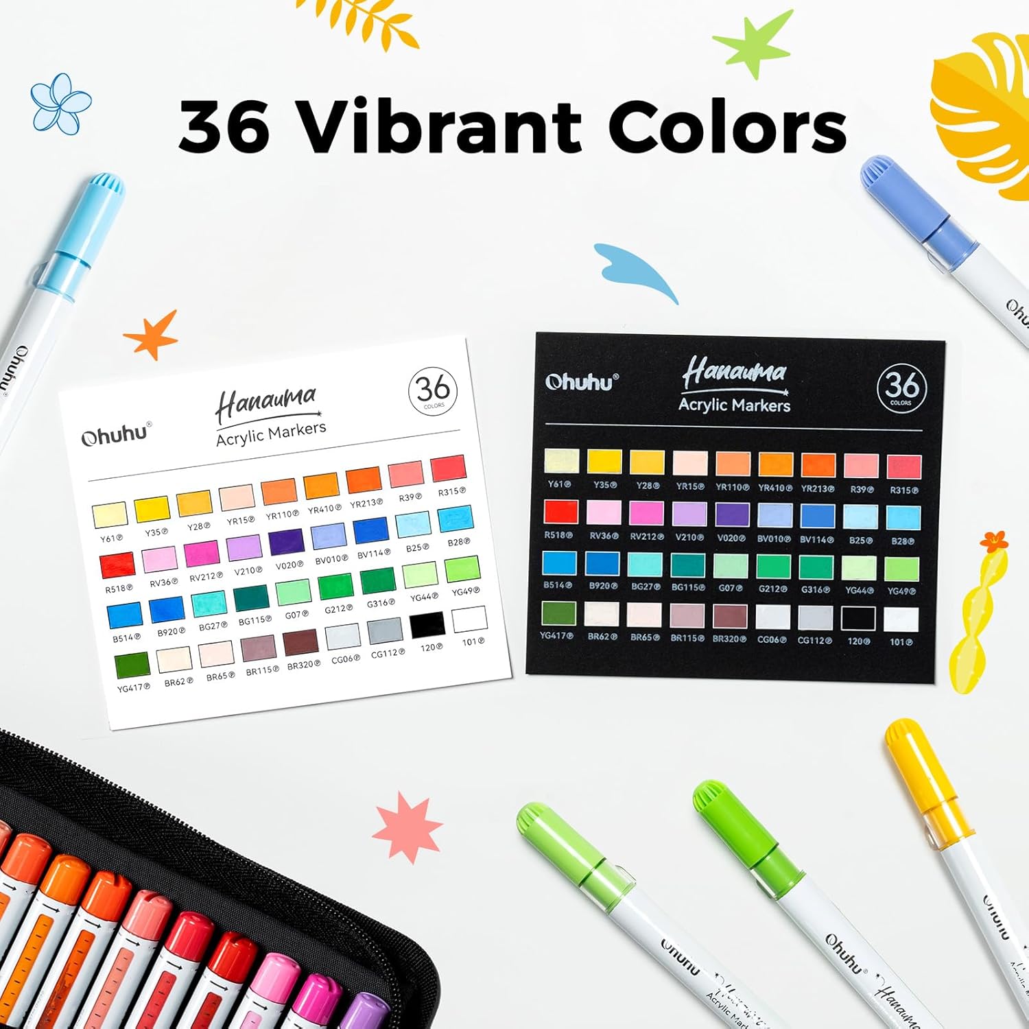 Thumbnail 5 de Ohuhu Acrylic Markers Ink Refillable – 36 colours, high opacity, waterproof acrylic pens with 2mm round tip