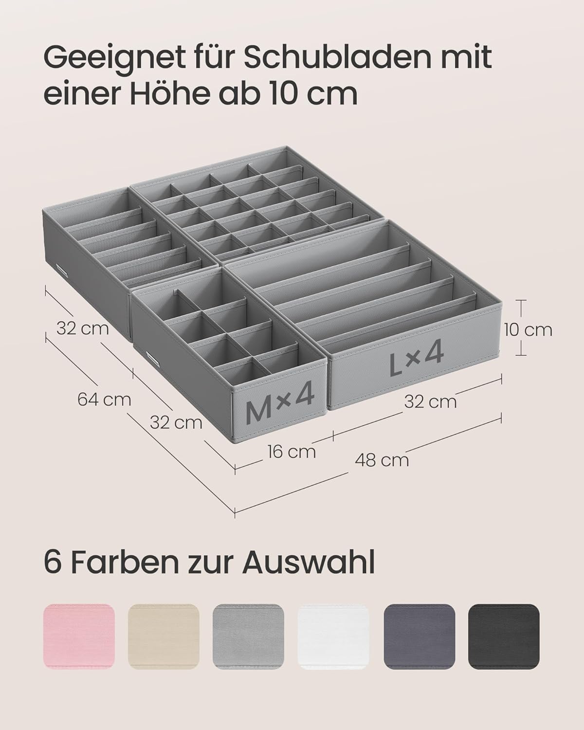 Thumbnail 3 de SONGMICS Unterwäsche-Organizer-Set (8-teilig) RUS008G01 – faltbare Schubladen-Organizer für BHs, Socken & mehr