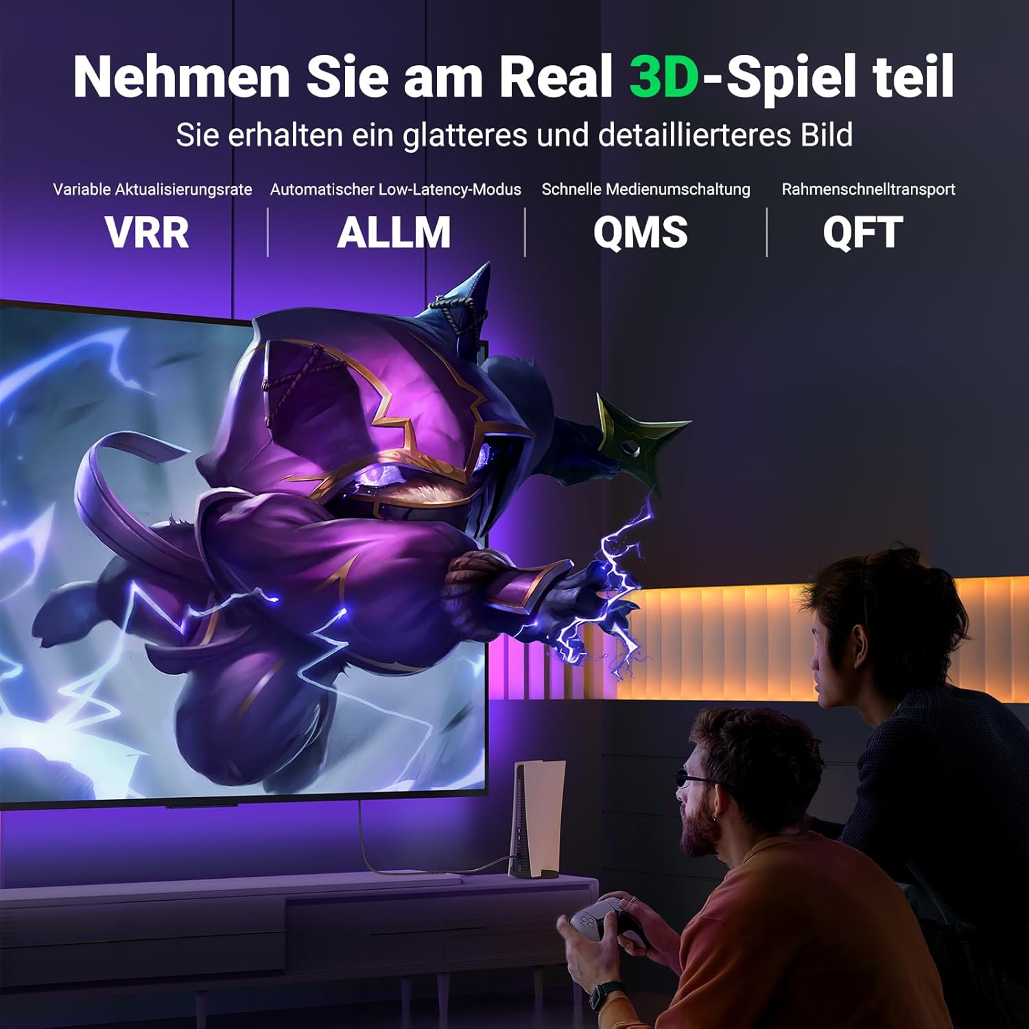 Detalle de UGREEN HDMI 2.1 Verlängerungskabel 0,5 m
