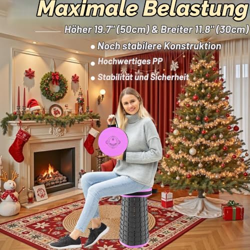 Thumbnail 8 de ALEVMOOM Verbesserter Dickerer Zusammenklappbarer Hocker – Teleskophocker mit Kissen, 50 cm Höhe, 450 kg Tragfähigkeit