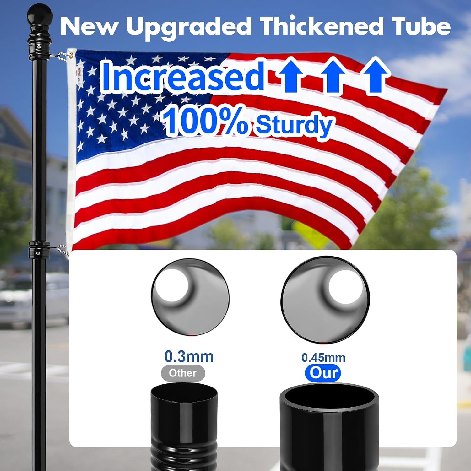 Detalle 2 de Anovo FP001 6-Foot Stainless Steel Flagpole Kit with 360° Rotating Rings
