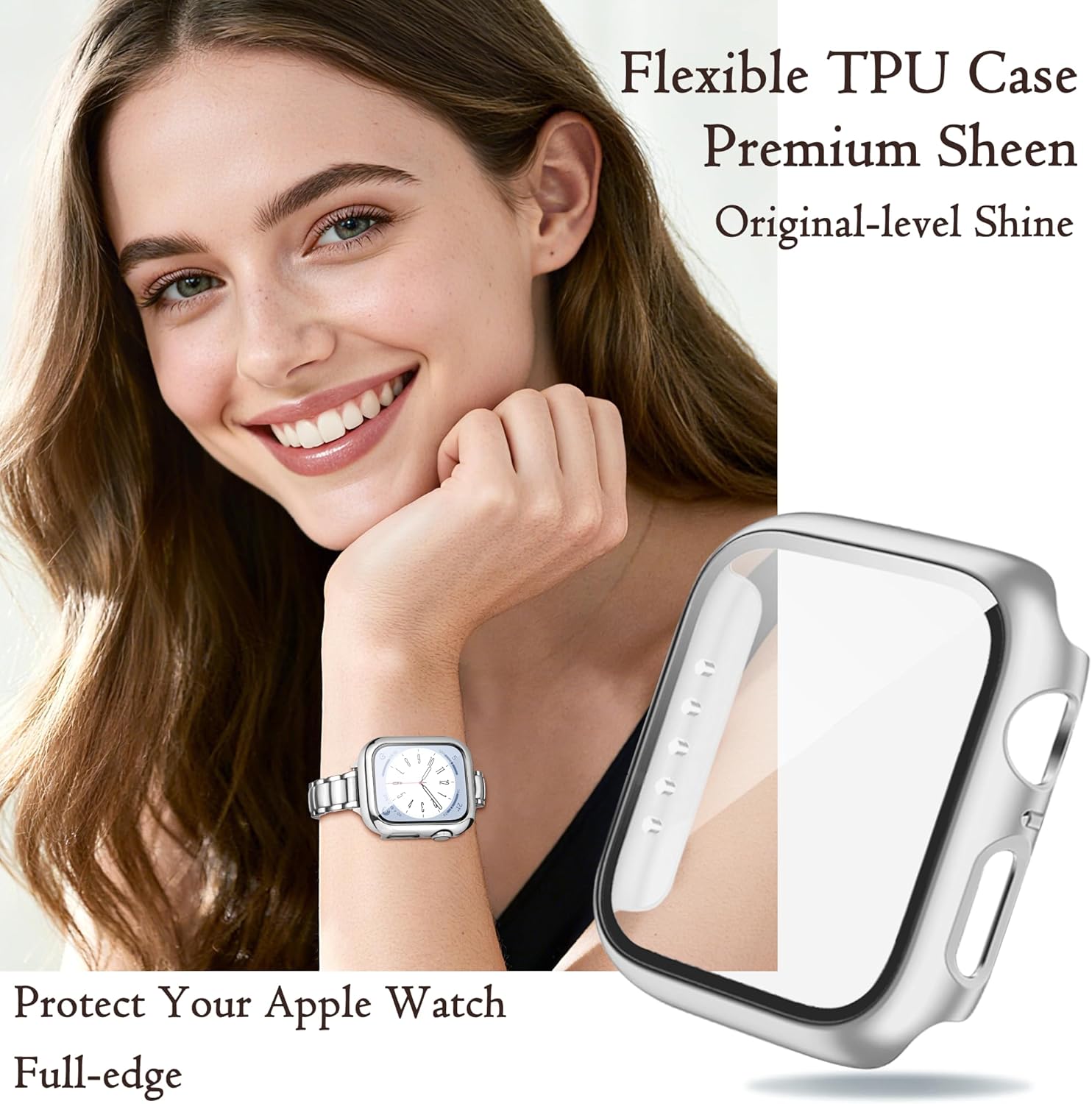 Detalle 2 de G-ficu Slim Stainless Steel Watch Strap with Protective Case for Apple Watch (40mm/41mm/44mm)