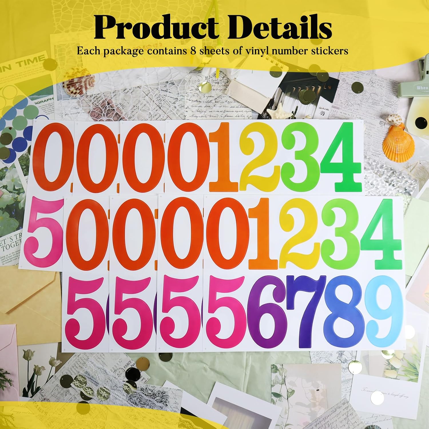 Detalle de BINLINHONGO Number Stickers 4-Inch