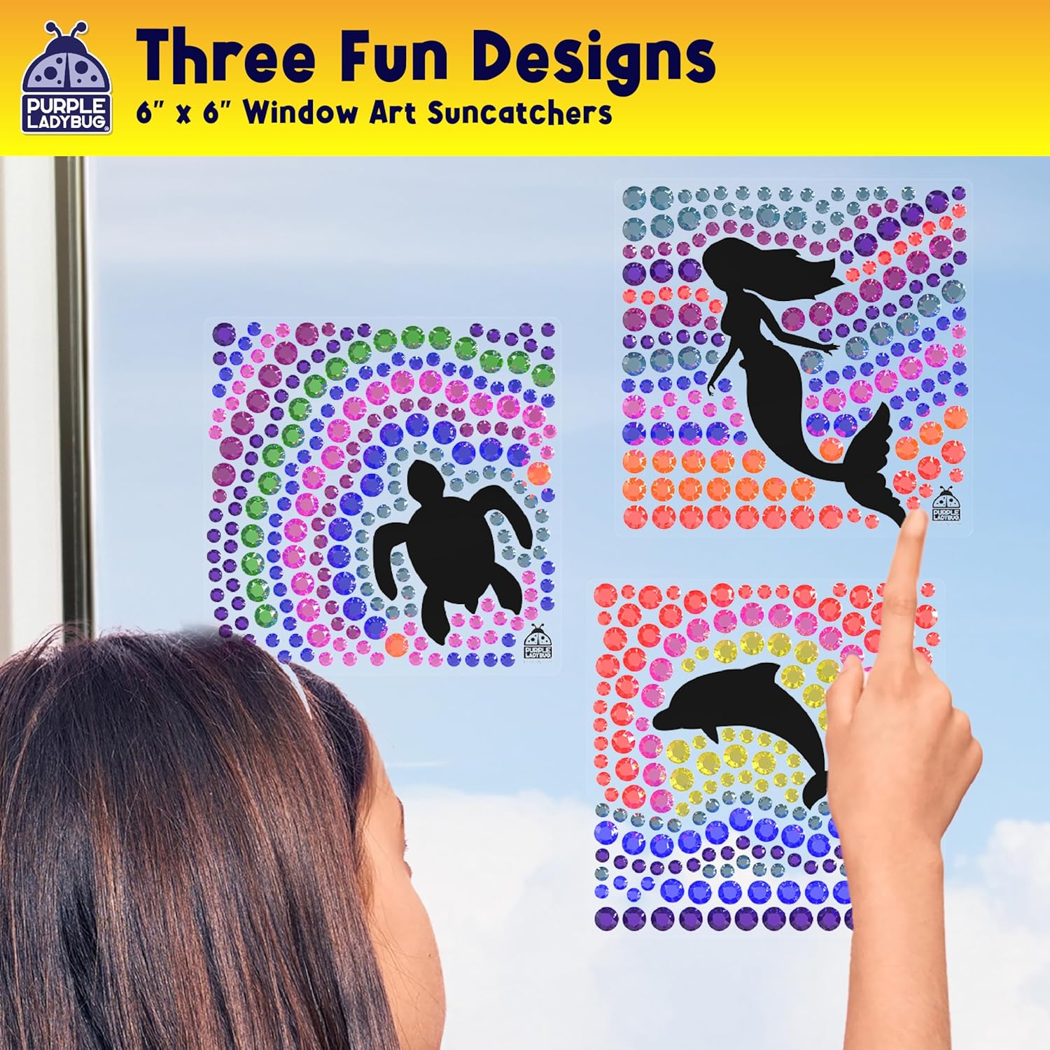 Thumbnail 4 de Purple Ladybug SunGemmers Suncatcher Craft Sets for Girls (Dolphin, Mermaid & Turtle)