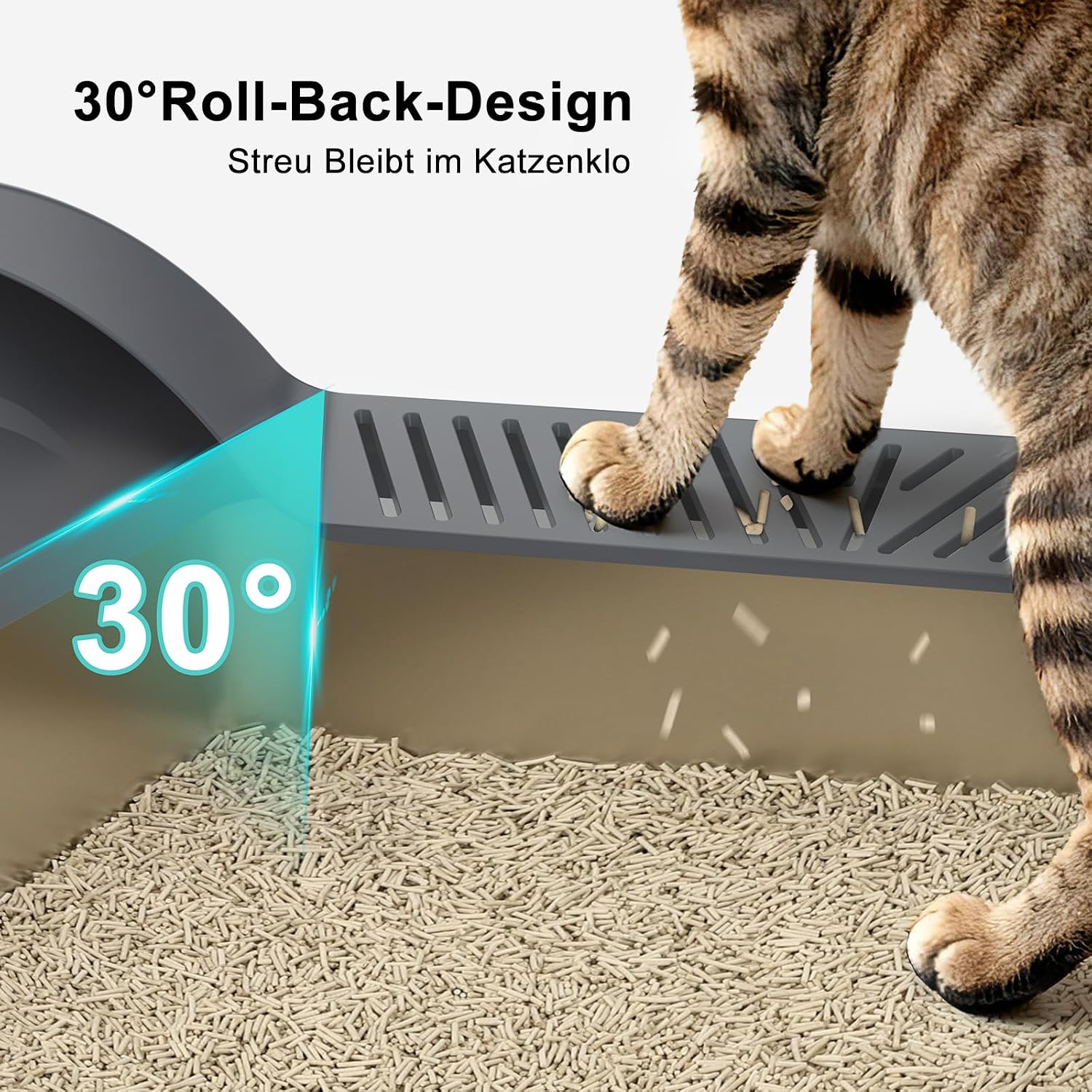 Thumbnail 5 de FURTIME XXXL kattenbak van roestvrij staal, 71 × 51 × 31 cm, met hoge rand