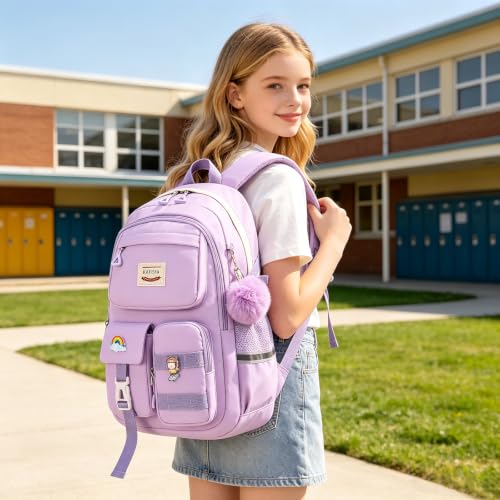 Detalle de Sisipoet Cartable Fille Sac à Dos pour Ordinateur 15,6 pouces – Collège/Lycée