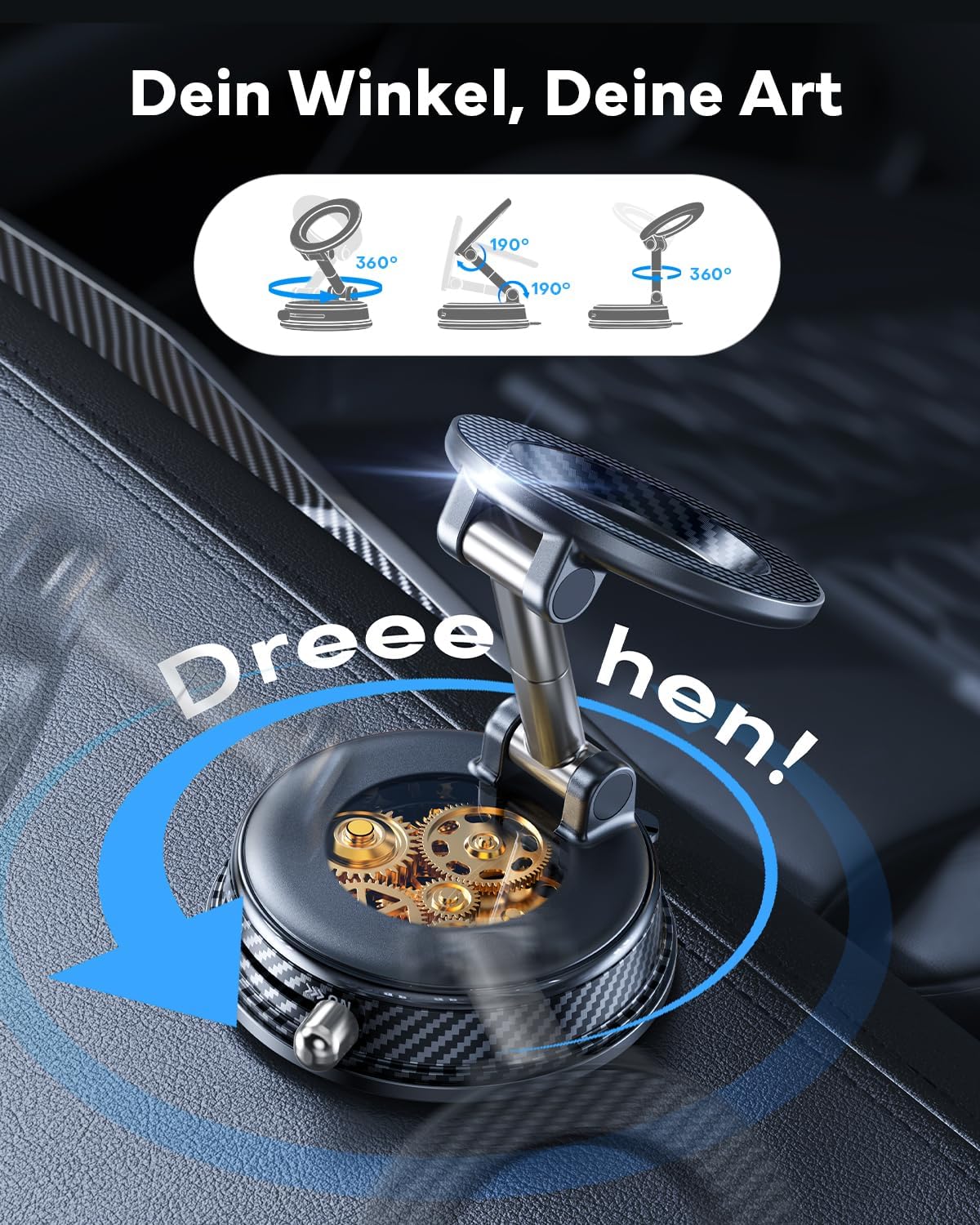 Thumbnail 1 de Peerock MagSafe Auto-Halterung: Nanogel-Vakuum mit 360° Drehung, 30 kg Haltekraft und 2800 gf Magneten