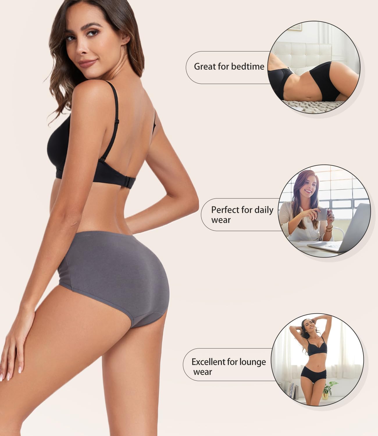 Detalle 2 de wirarpa 6 Pack Cotton Knickers Full Coverage