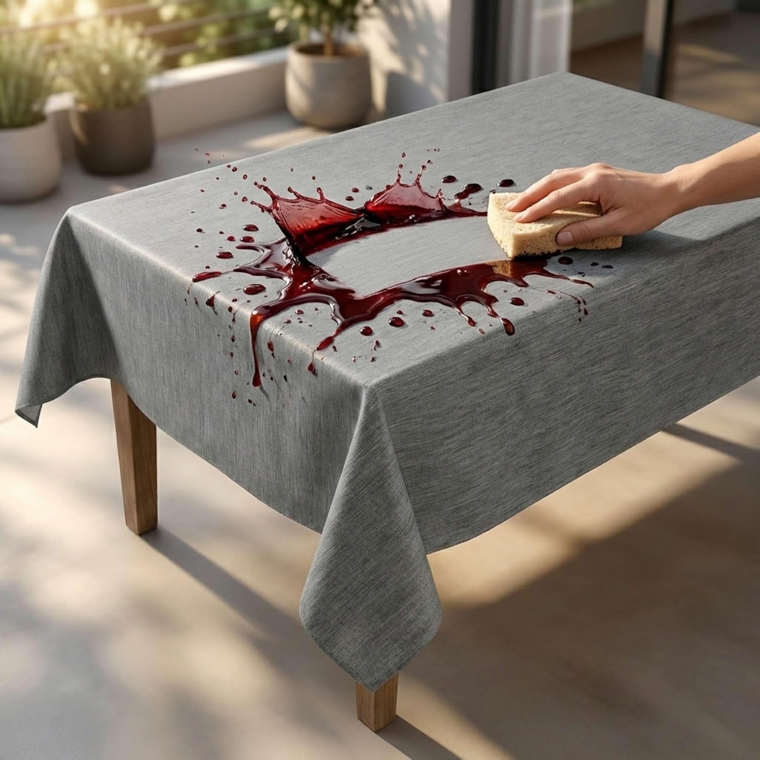 Thumbnail 2 de Artwelt Wachstuchtischdecke aus PVC, abwaschbar & wasserabweisend, Stone Grey (240 x 140 cm)