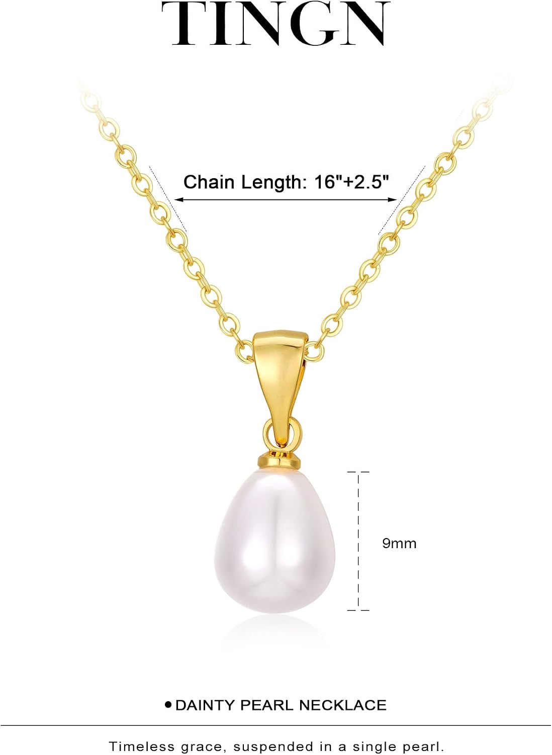 Thumbnail 5 de TINGN Perlenkette 16 Zoll Gold für Damen