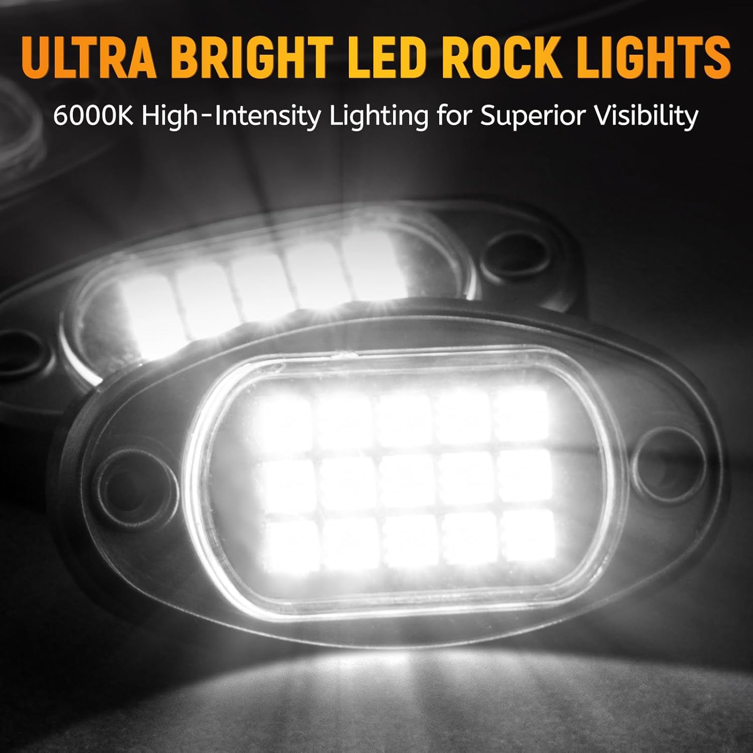 Thumbnail 6 de YONEDA 12 Pods White Rock Lights 6000K Pure White LED Underglow Lights