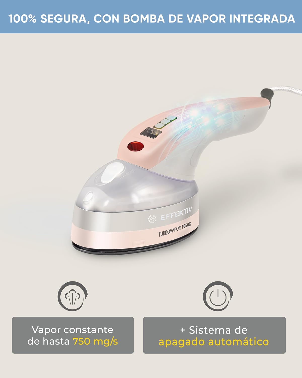 Detalle 2 de EFFEKTIV TurboVapor 1050X 1800W plancha vertical