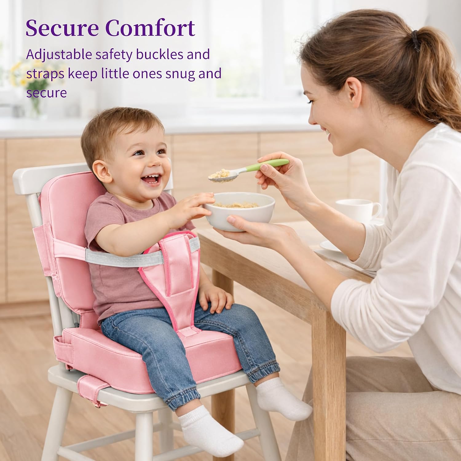 Detalle 2 de Toddler Booster Seat with Backrest and Waterproof PU Cushion