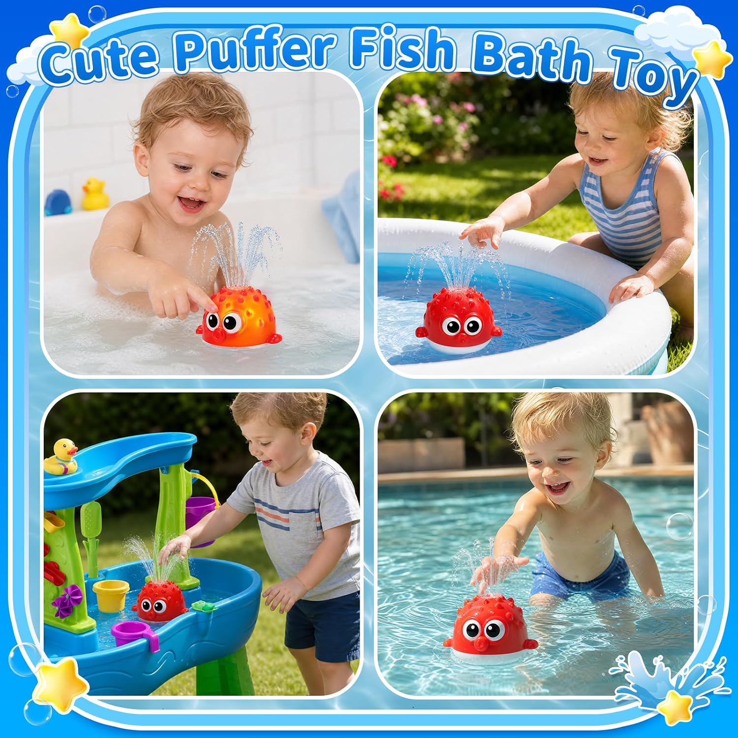 Thumbnail 5 de QASUN Baby Light-Up Bath Toys: Toddler Spray Pufferfish for Bath, Pool and Outdoor Fun