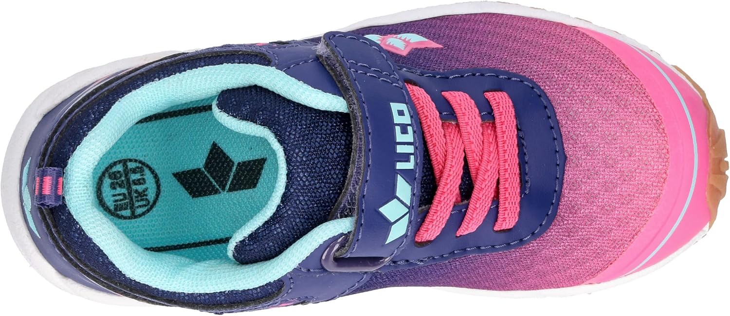 Detalle de Lico Unisex Kinder Barney vs Hallenschuhe – mit Klett & elastischen Schnürsenkeln, flexible TPR-Laufsohle