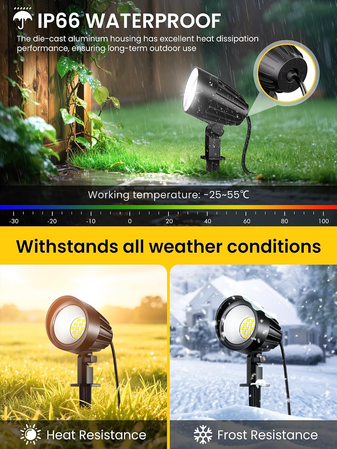 Detalle de MEIKEE set da 2 faretti da giardino LED 7W 500 lm IP66 bianco freddo 6500K